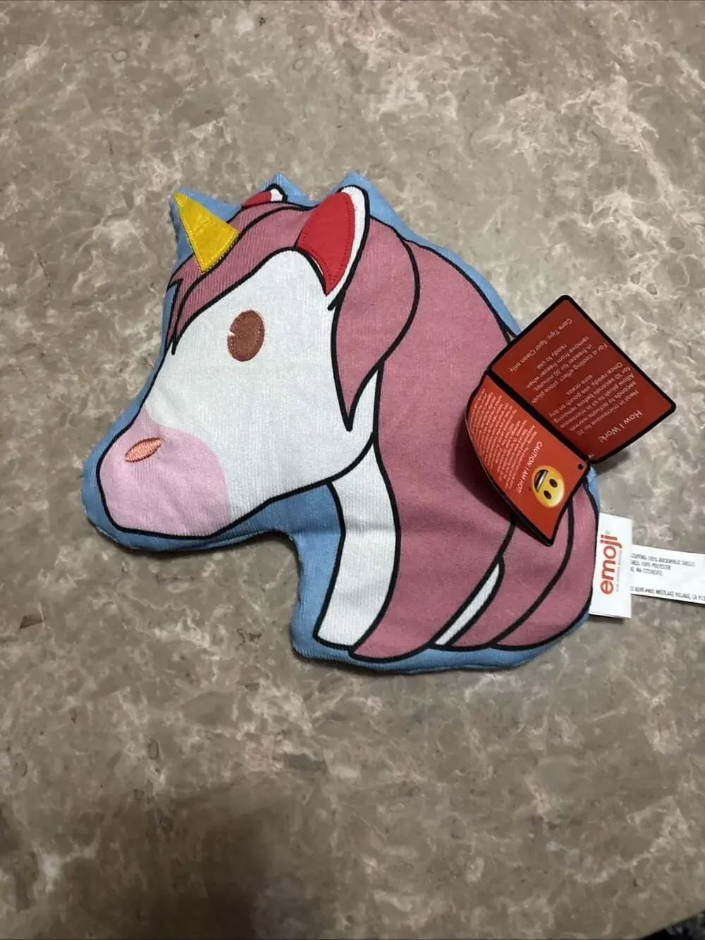 Unicorn Head EMOJI Heating / Cooling Plush Pad Novelty Funny 2023 New With Tags